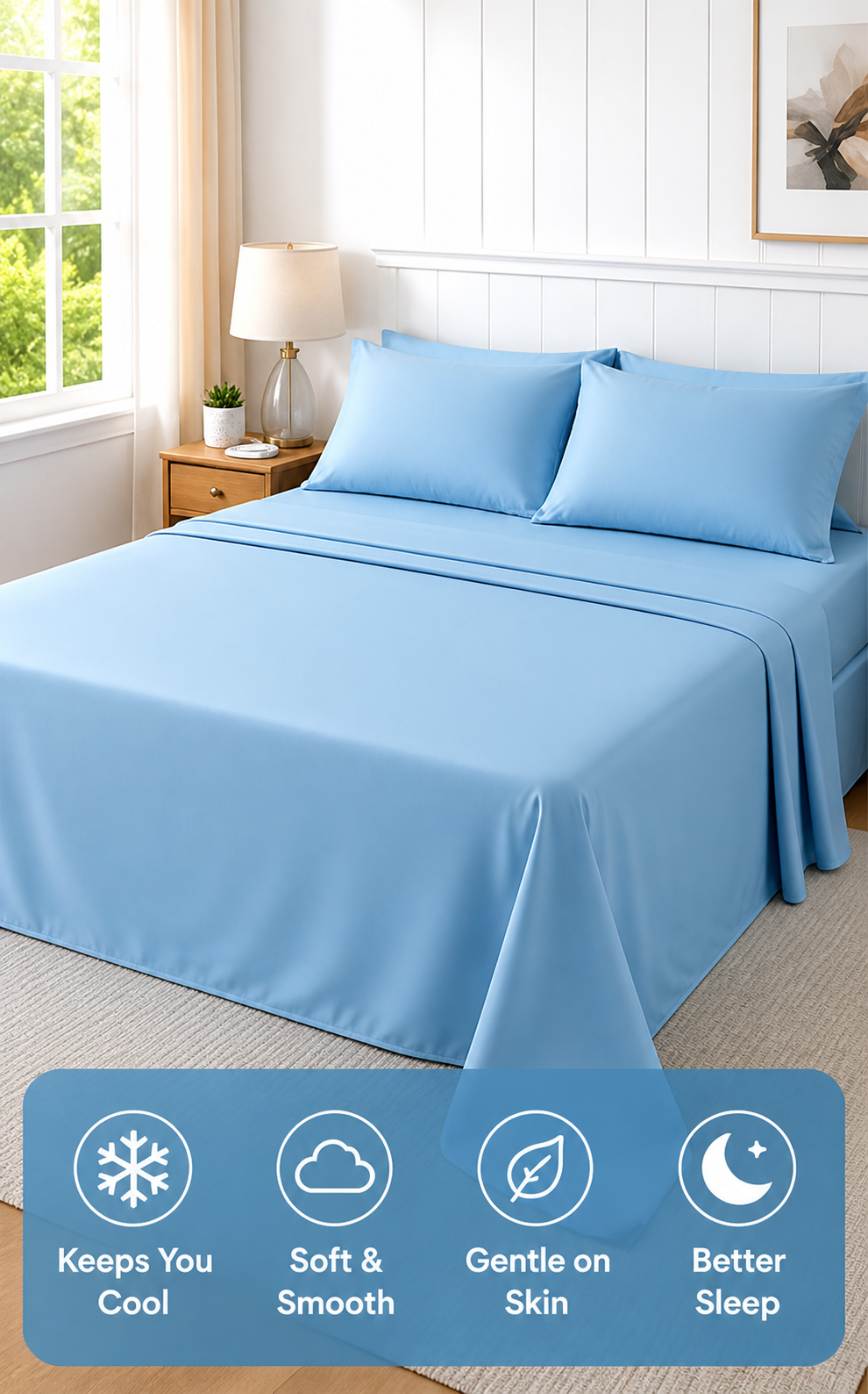Premium Bamboo Bedsheet Set – Arctic Breeze