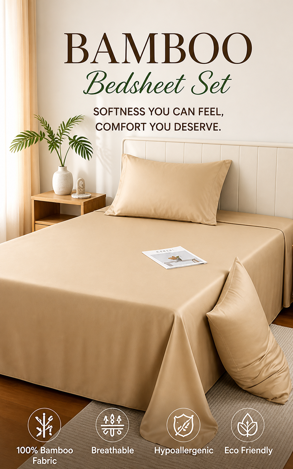 Premium Bamboo Bedsheet Set – Desert Sand