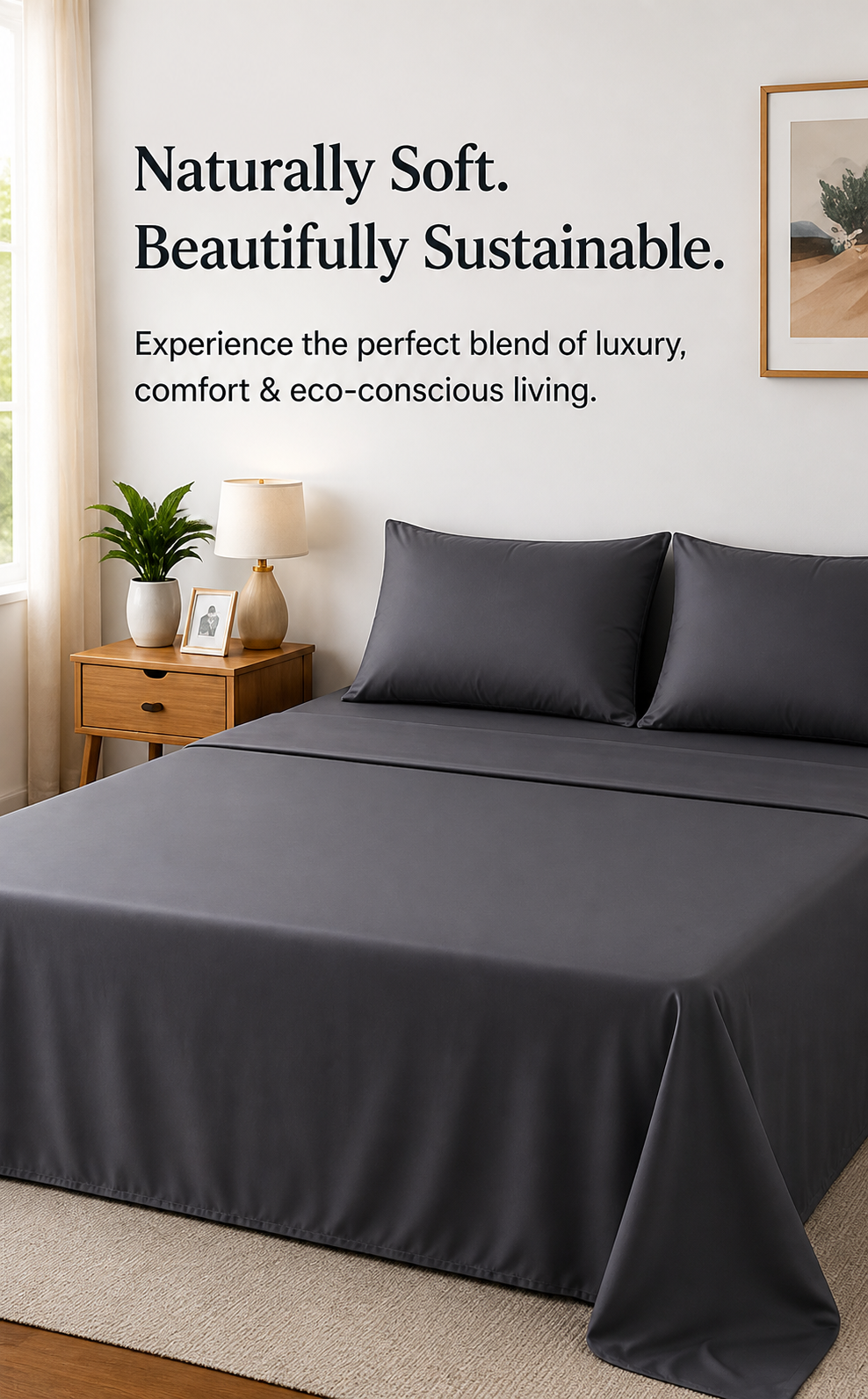 Premium Bamboo Bedsheet Set – Graphite Luxe