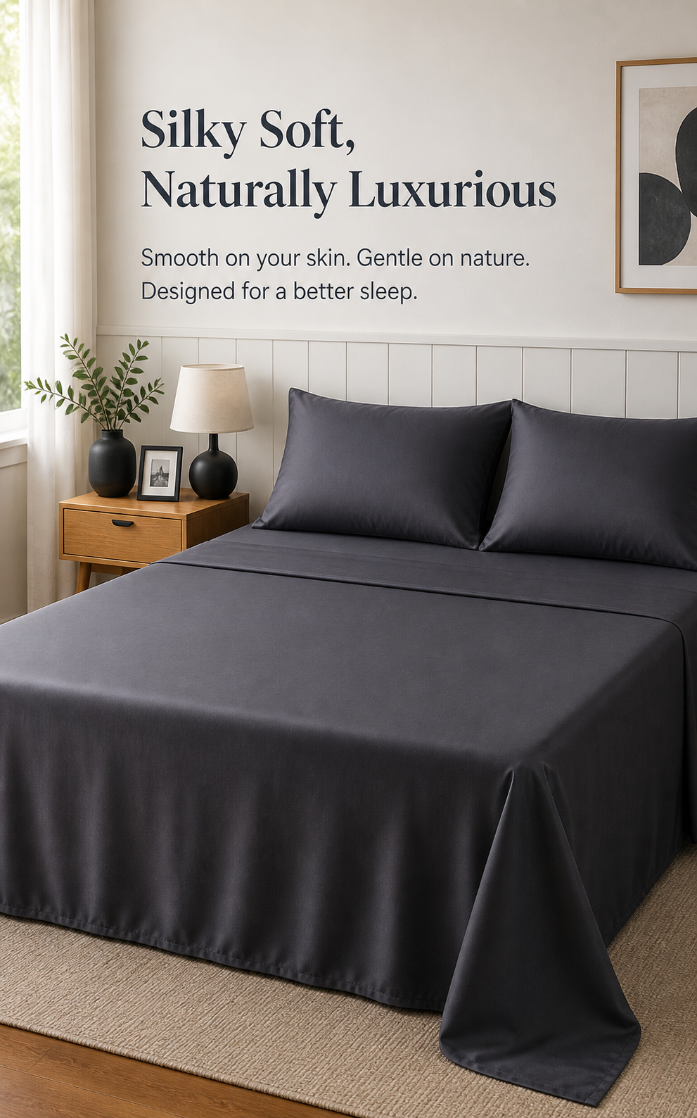 Premium Bamboo Bedsheet Set – Graphite Luxe