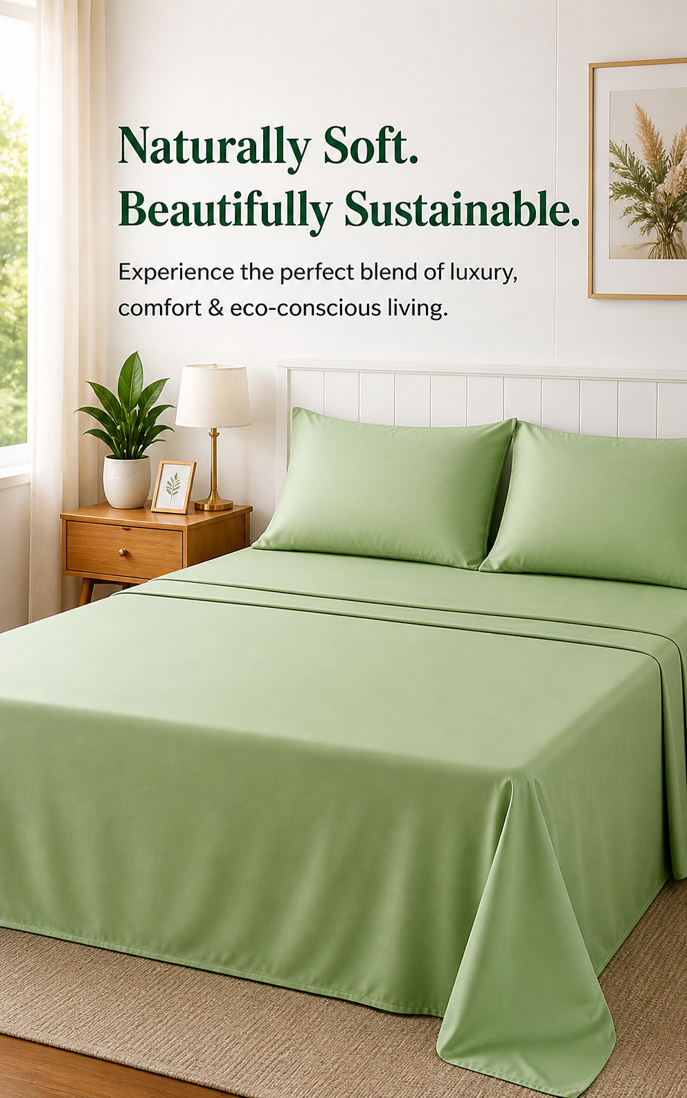 Premium Bamboo Bedsheet Set – Sage Mist