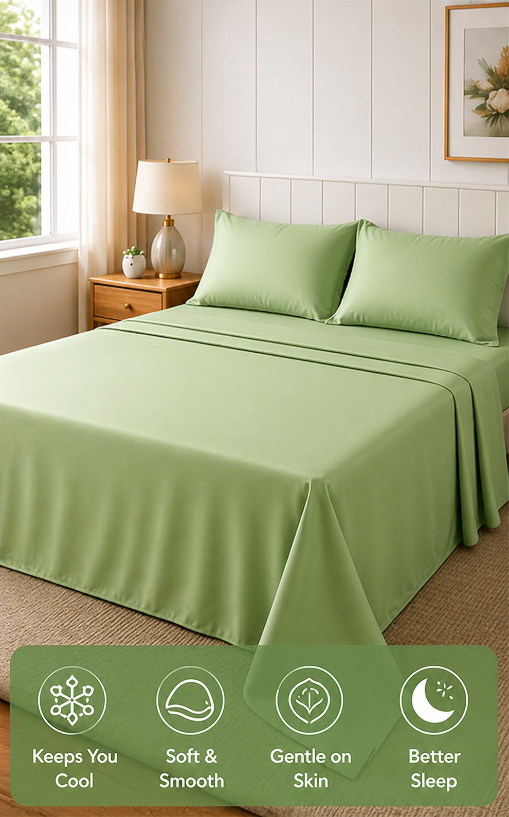 Premium Bamboo Bedsheet Set – Sage Mist