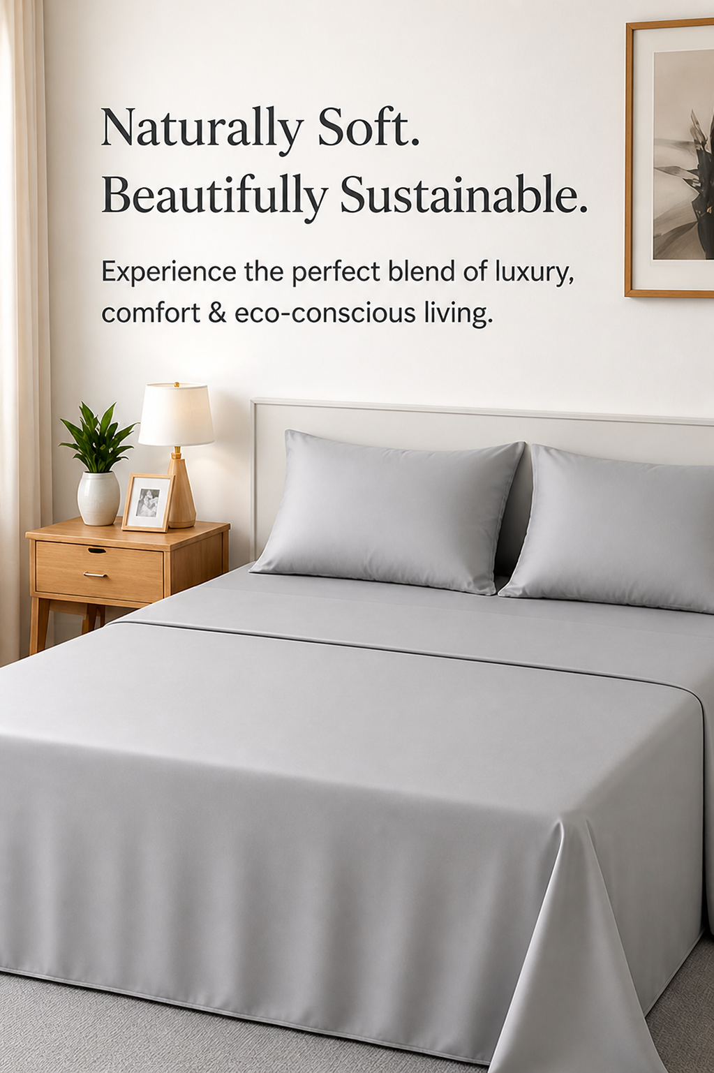 Premium Bamboo Bedsheet Set – Silver Pebble