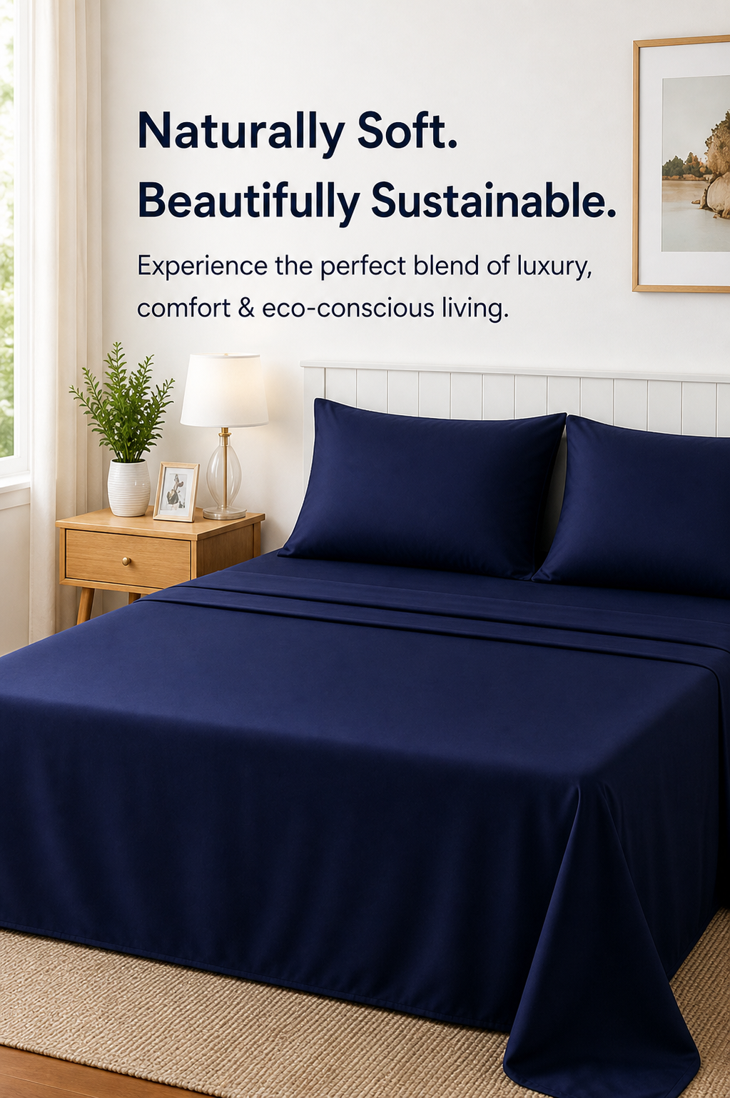 Premium Bamboo Bedsheet Set – Midnight Ocean