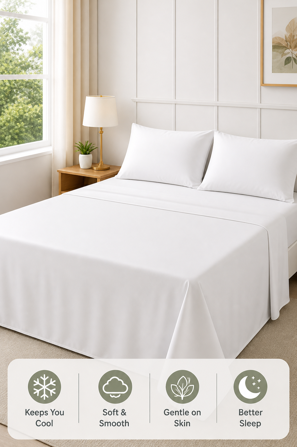 Premium Bamboo Bedsheet Set – Alpine White