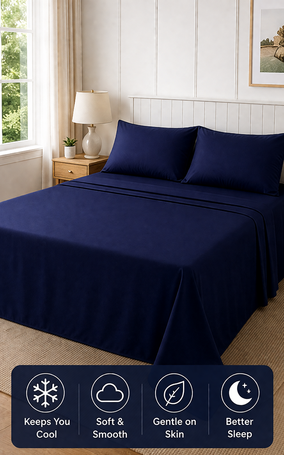 Premium Bamboo Bedsheet Set – Midnight Ocean