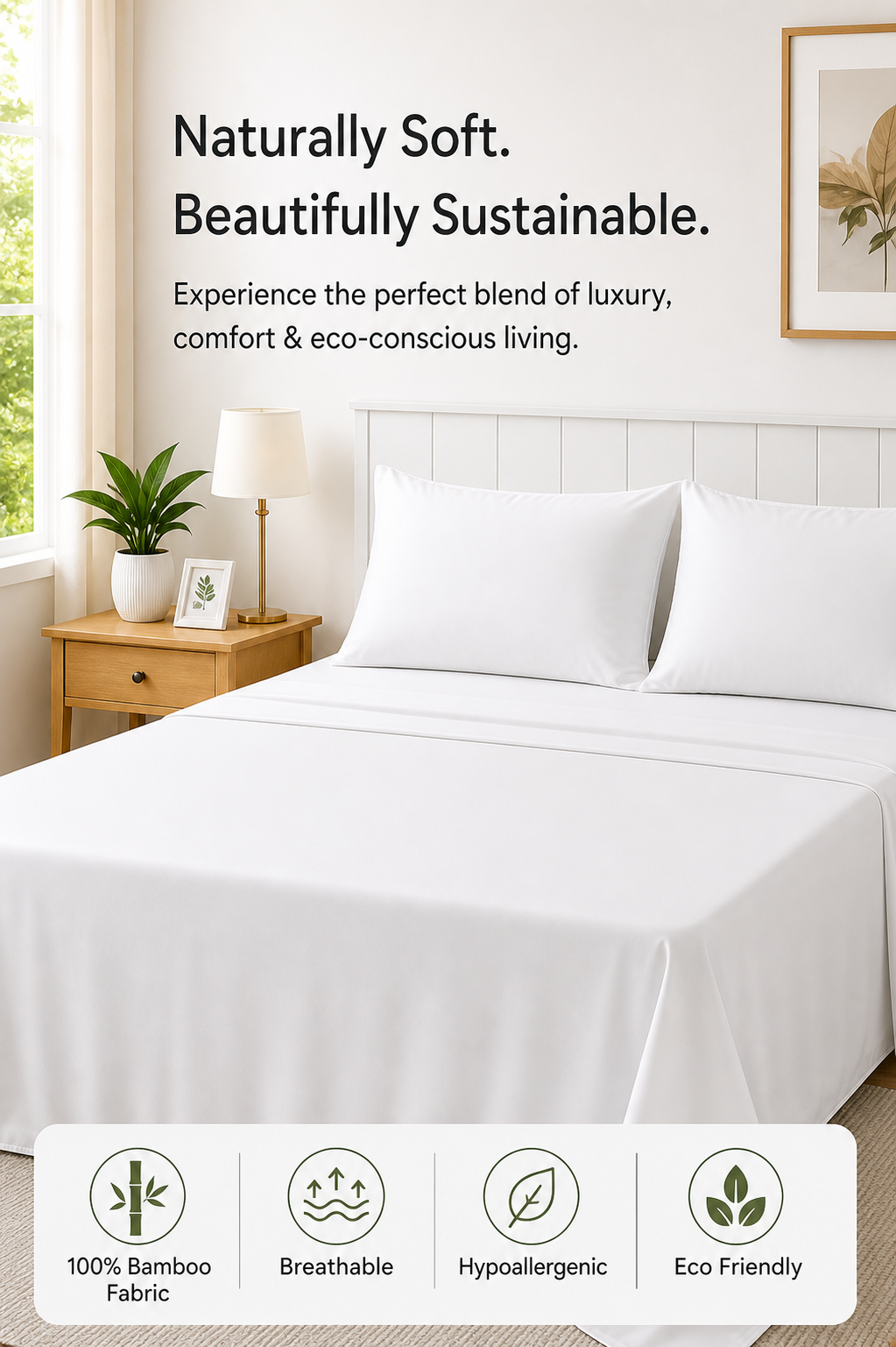 Premium Bamboo Bedsheet Set – Alpine White